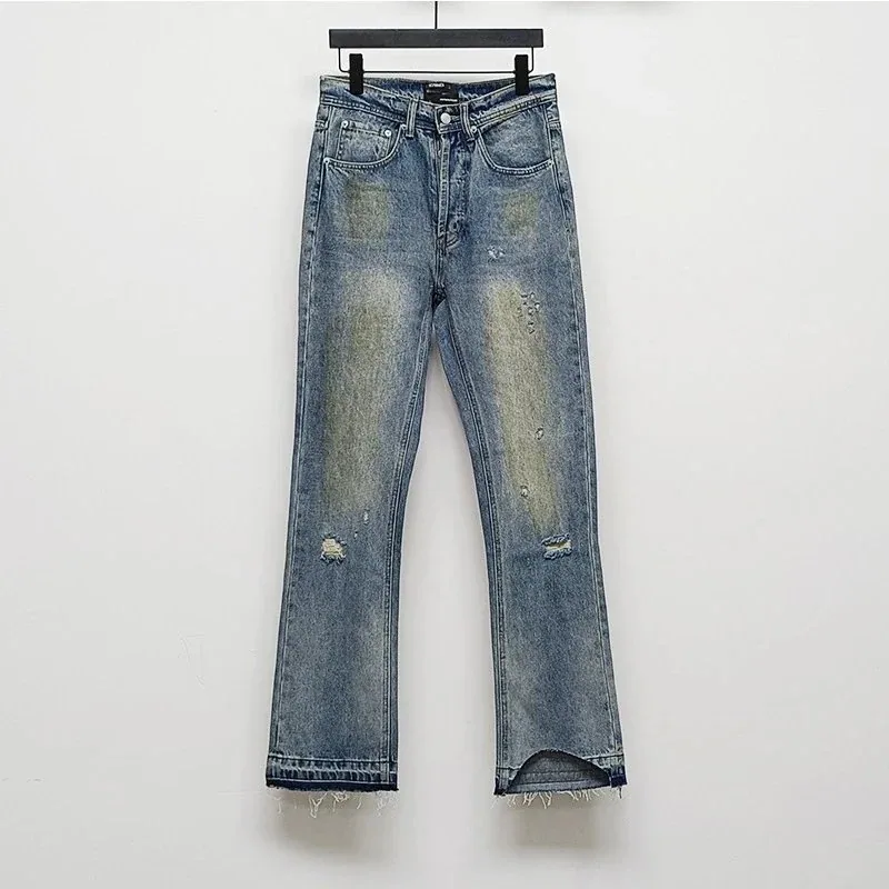 Represent Kick Flare Denim (distressed destroyed and slightly flared jeans)