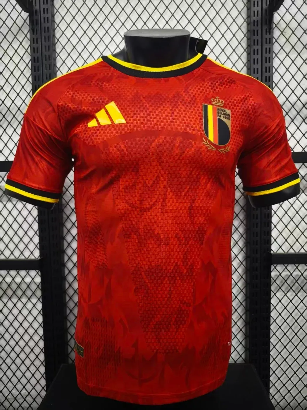 The home jersey of the Belgian national men football team designed by Adidas