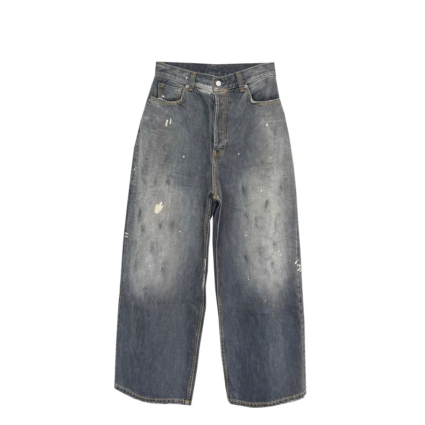 Paint-Splattered Wide-Leg Jeans