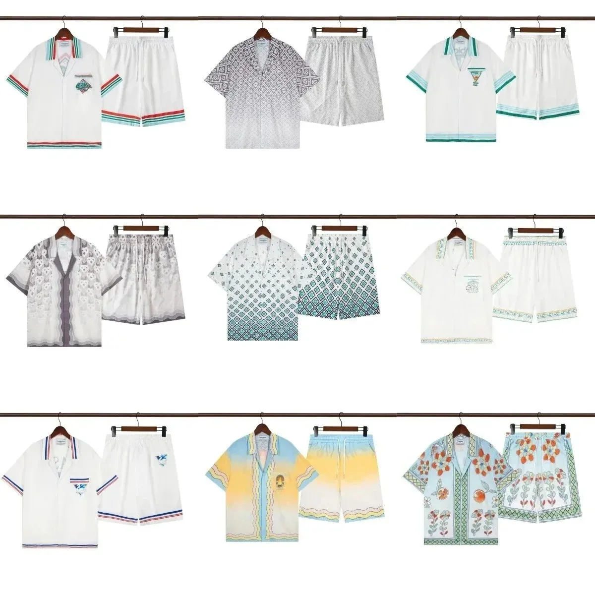 Casablanca-Style Cuban Collar Shirt & Shorts Set