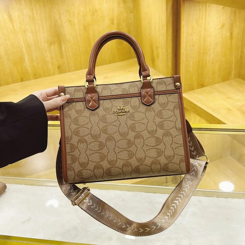 Coach Classic Monogram Wide Shoulder Strap Tote Bag