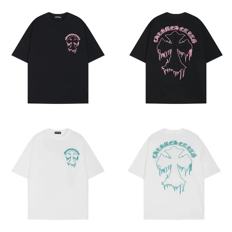 Chrome Hearts-Style "Melting Cross" Print T-Shirt