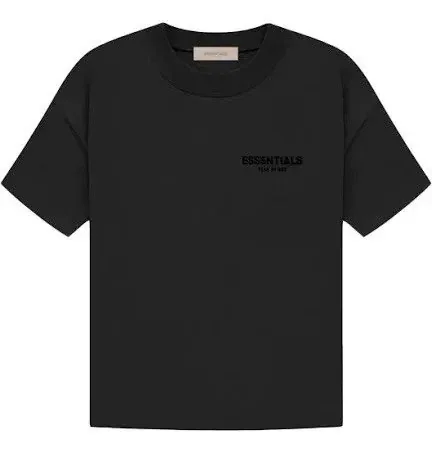 Fear of God Essentials Black T-Shirt with Flocked Logo Patch