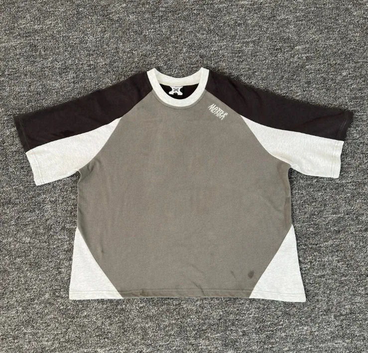 Mertra American High-Street Style Three-Tone Color-Block Raglan T-Shirt