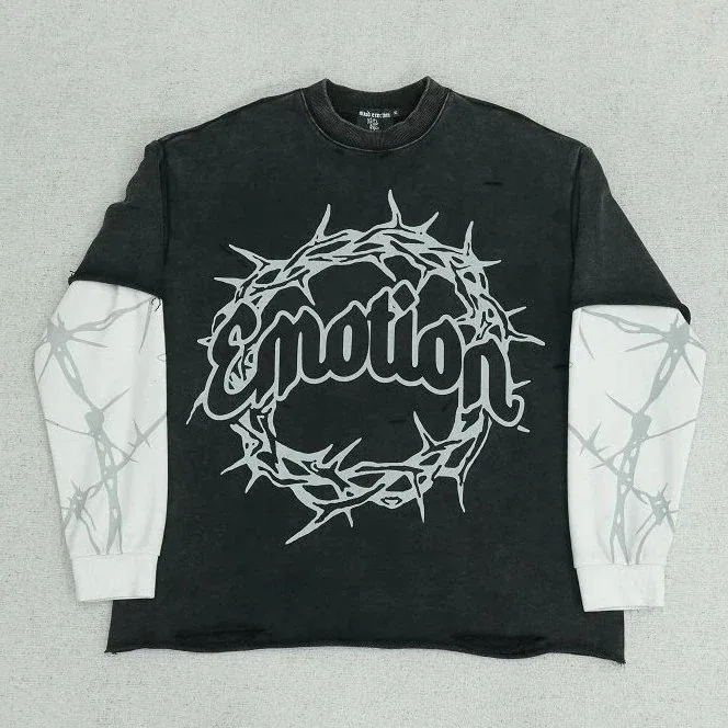 Layered Thorn Graphic Long-Sleeve T-Shirt