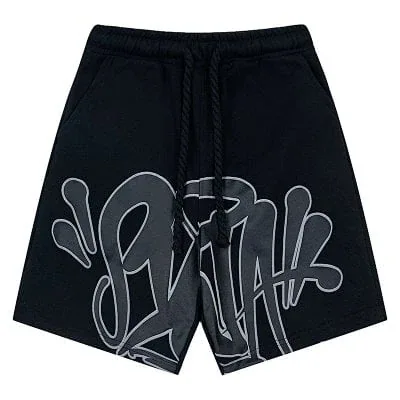 Corteiz Graffiti Big Letter Print Drawstring Sweat Shorts