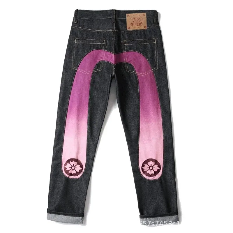EVISU Classic Gradient "Big M" Cherry Blossom Jeans