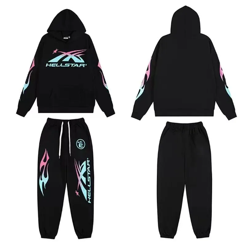 Hellstar Flame Portrait Print Sweatshirt and Sweatpants Set