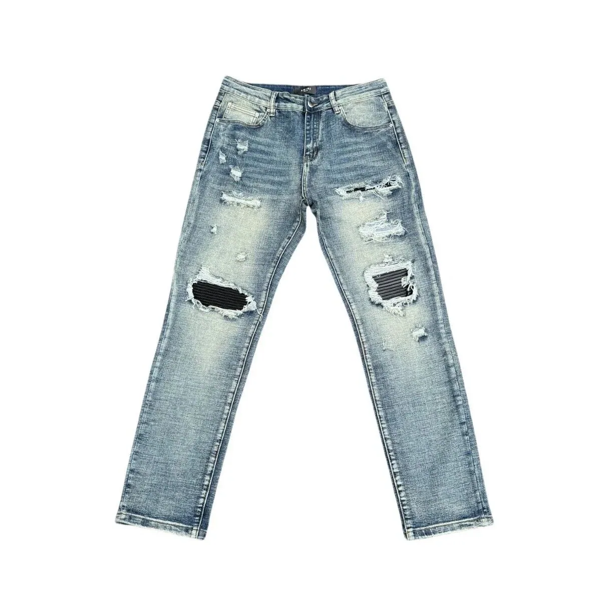 Amiri-Style Distressed Patchwork Jeans