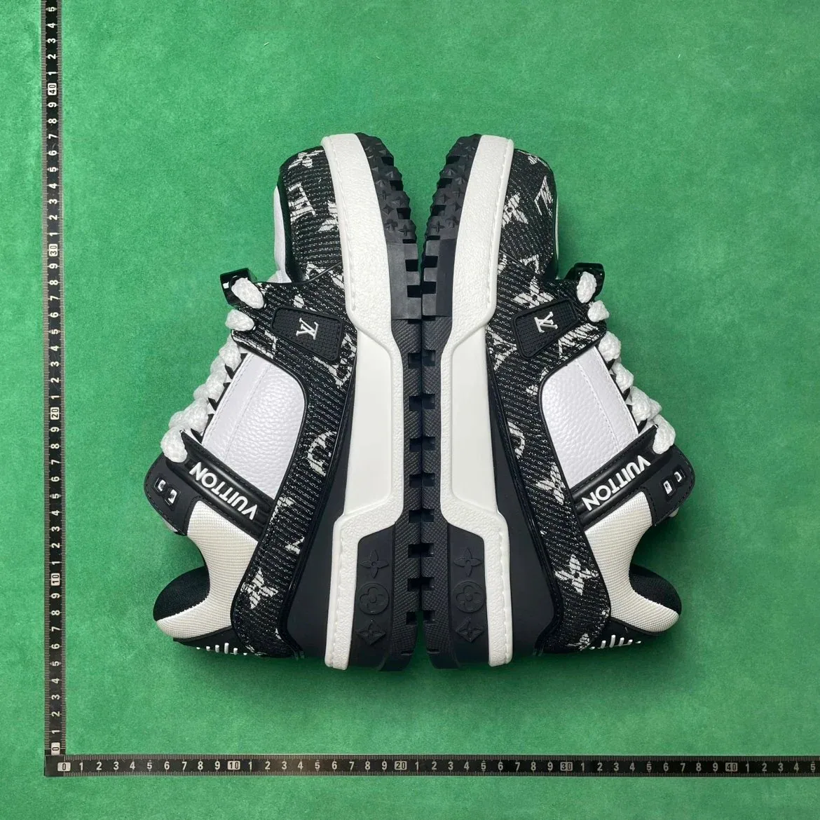Louis Vuitton Trainer Monogram Sneakers Black and White