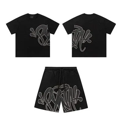 Graffiti T-Shirt and Shorts Set Black