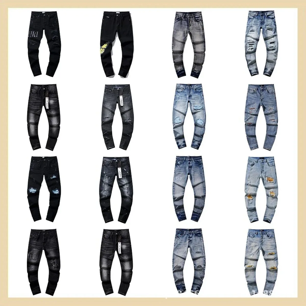 Amiri-Style High-Street Distressed Denim