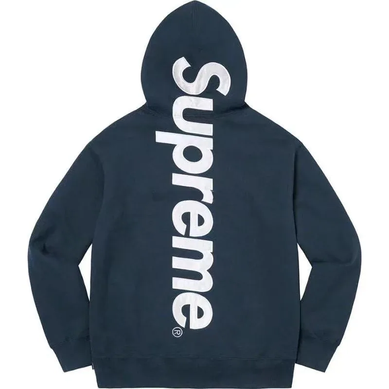 Supreme Vertical Logo Hoodie Navy