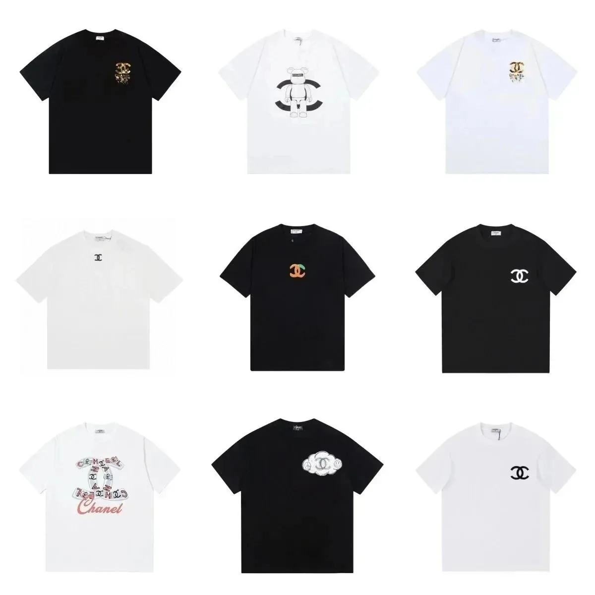 A trendy T-shirt featuring Chanel classic Double C logo as its central element