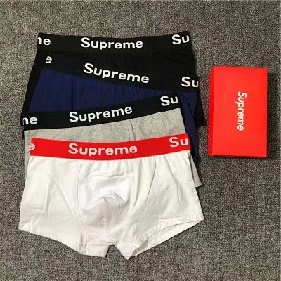 Supreme Logo Waistband Cotton Men Boxer Briefs Gift Box Set
