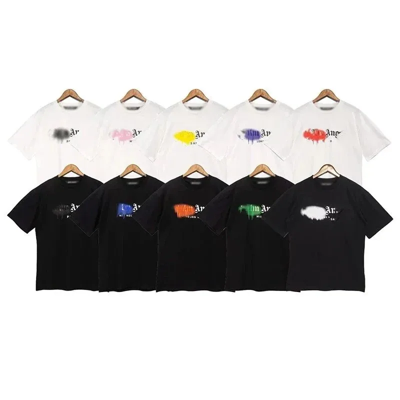 Palm Angels-Style Spray-Paint Dissolved Logo T-Shirt