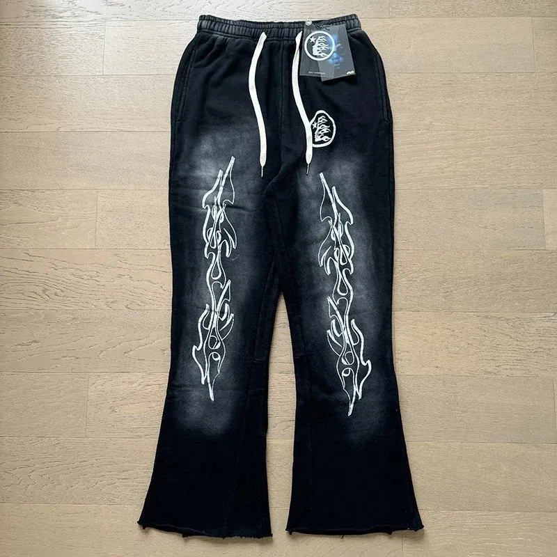 Hellstar Flame-Print Flared Sweatpants