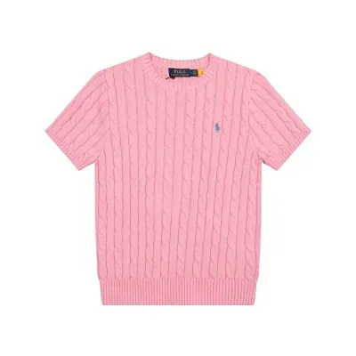 Ralph Lauren pink cable-knit short sleeve sweater