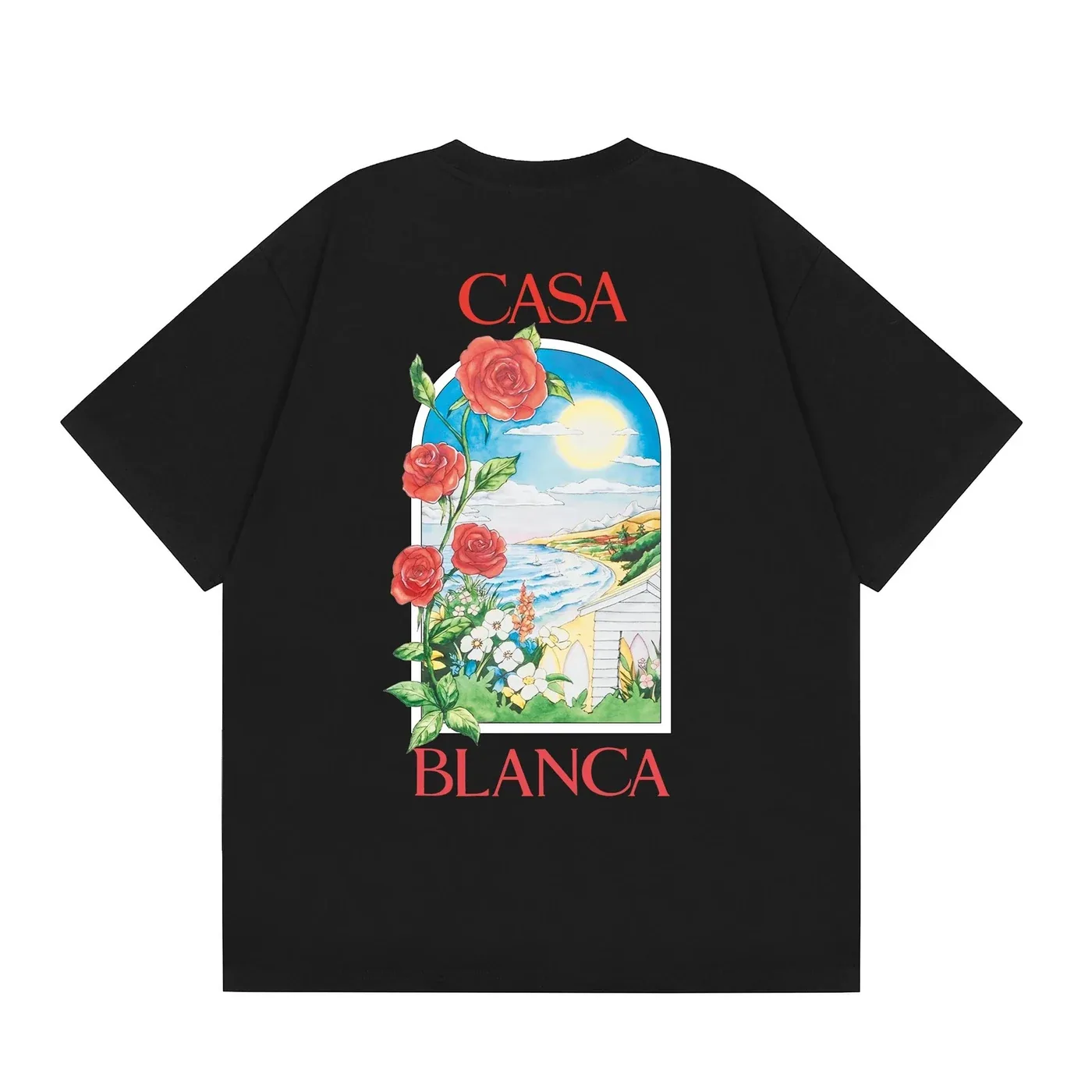 Casablanca Rose Graphic T-Shirt Black
