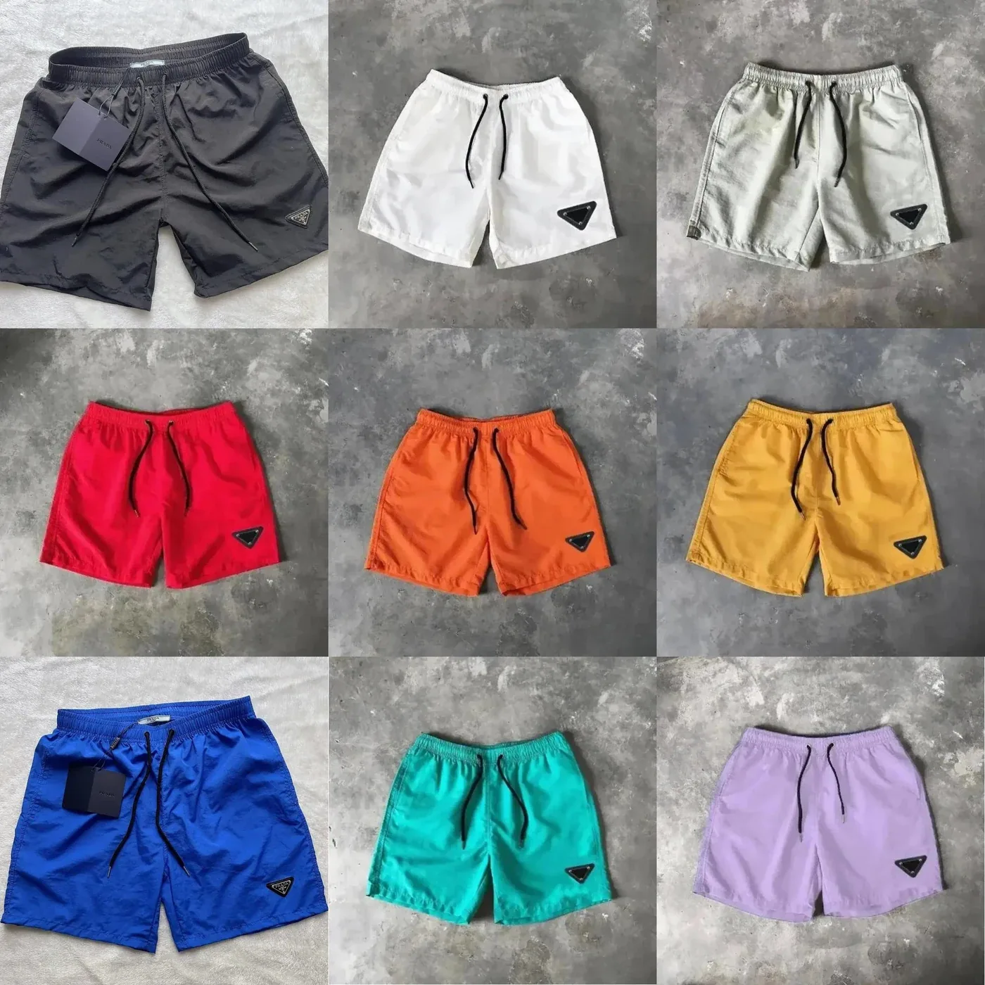 Prada Classic Triangle Logo Nylon Beach Shorts
