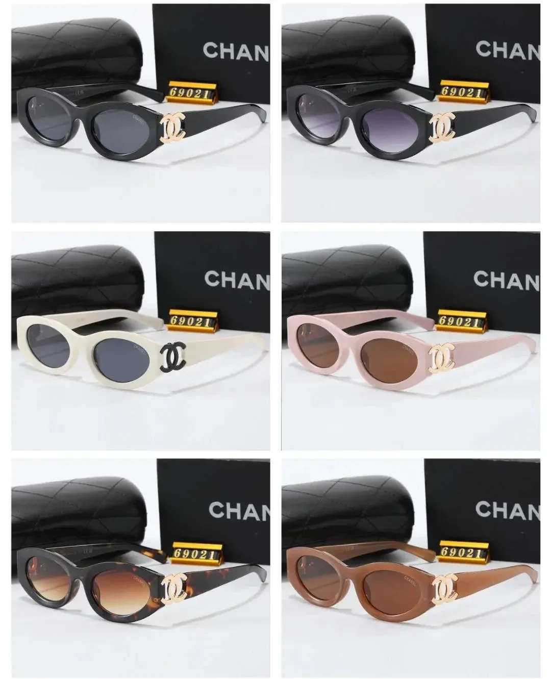 CHANEL Classic Double-C Oval Cat-Eye Sunglasses
