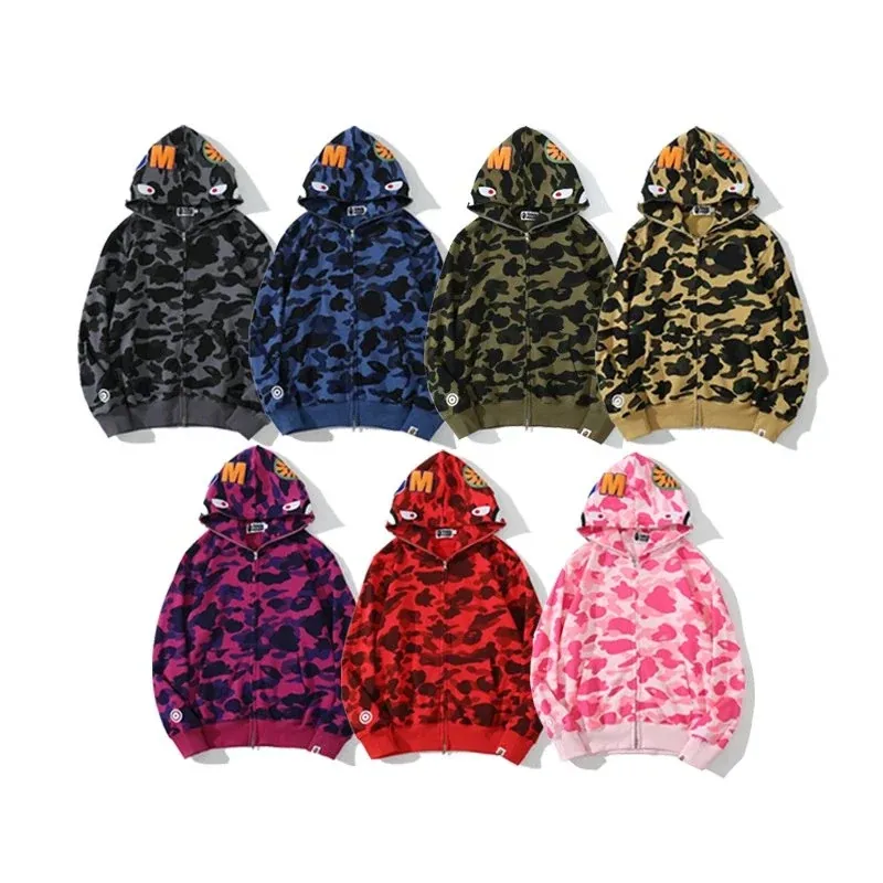 Bape Classic Shark Head Camouflage Full-Zip Hoodie