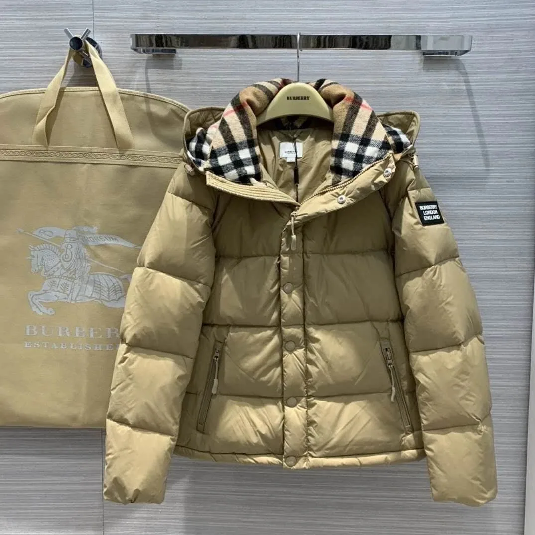 Burberry Check-Lined Hooded Puffer Jacket