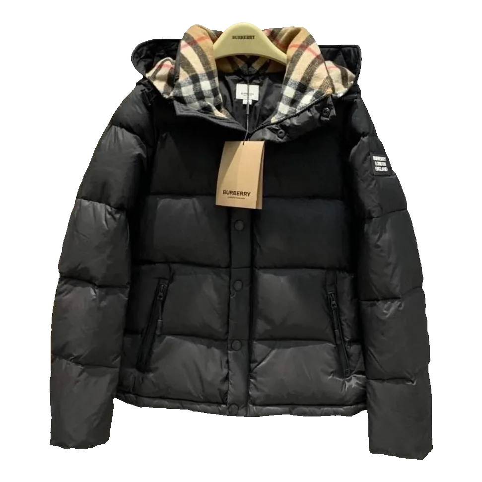 Burberry Check-Lined Hooded Puffer Jacket
