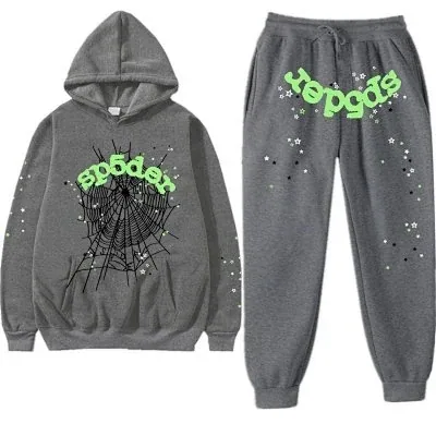 Sp5der Green Web Hoodie Tracksuit