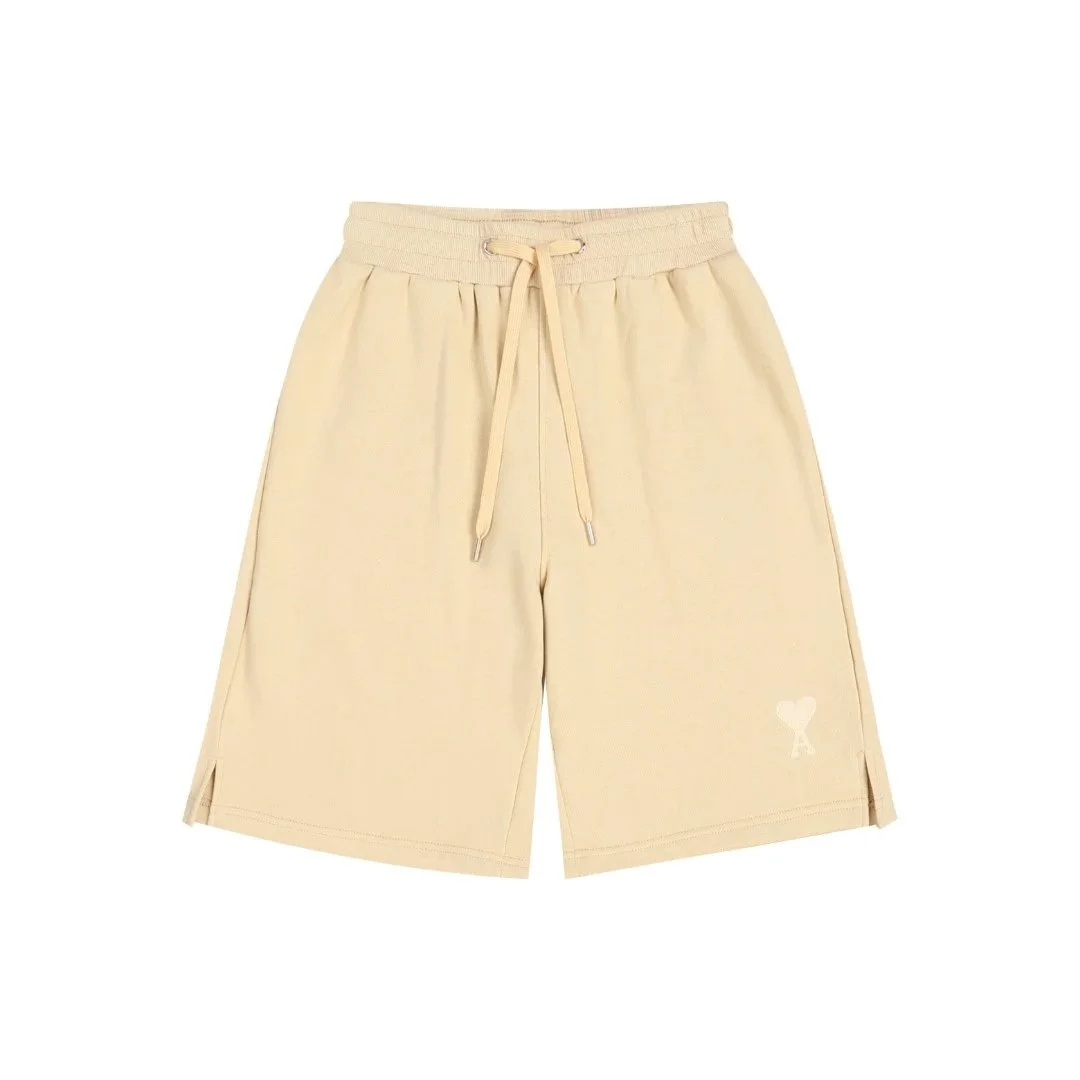 Ami Paris Heart Logo Sweat Shorts Light Beige