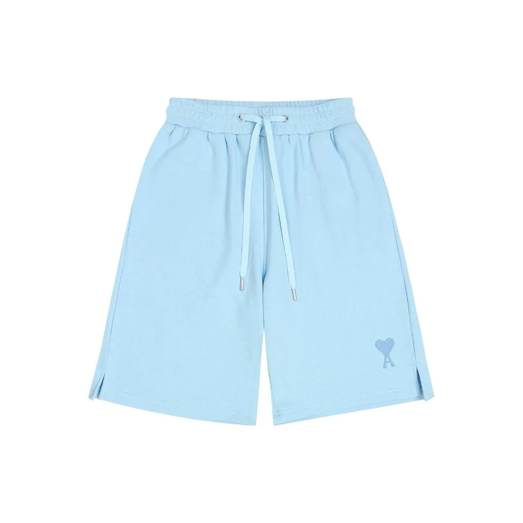 Ami Paris Heart Logo Light Blue Shorts
