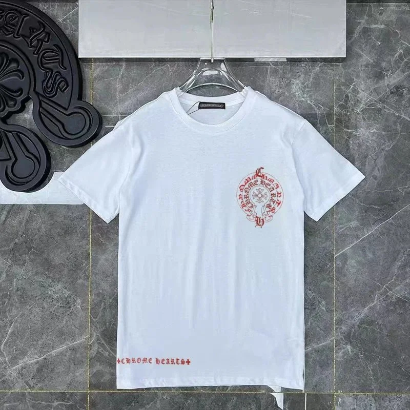 Chrome Hearts Horseshoe Logo White Red T-Shirt