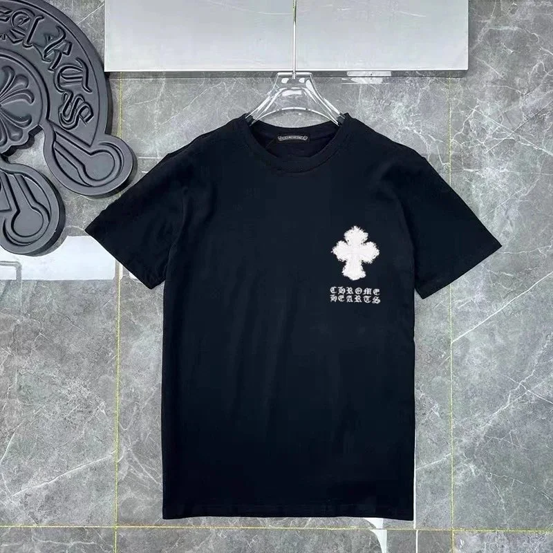 Chrome Hearts Fuzzy Cross T-Shirt Black White