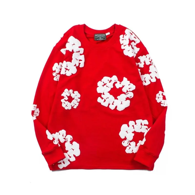 Floral Wreath Print Red Long Sleeve T-Shirt