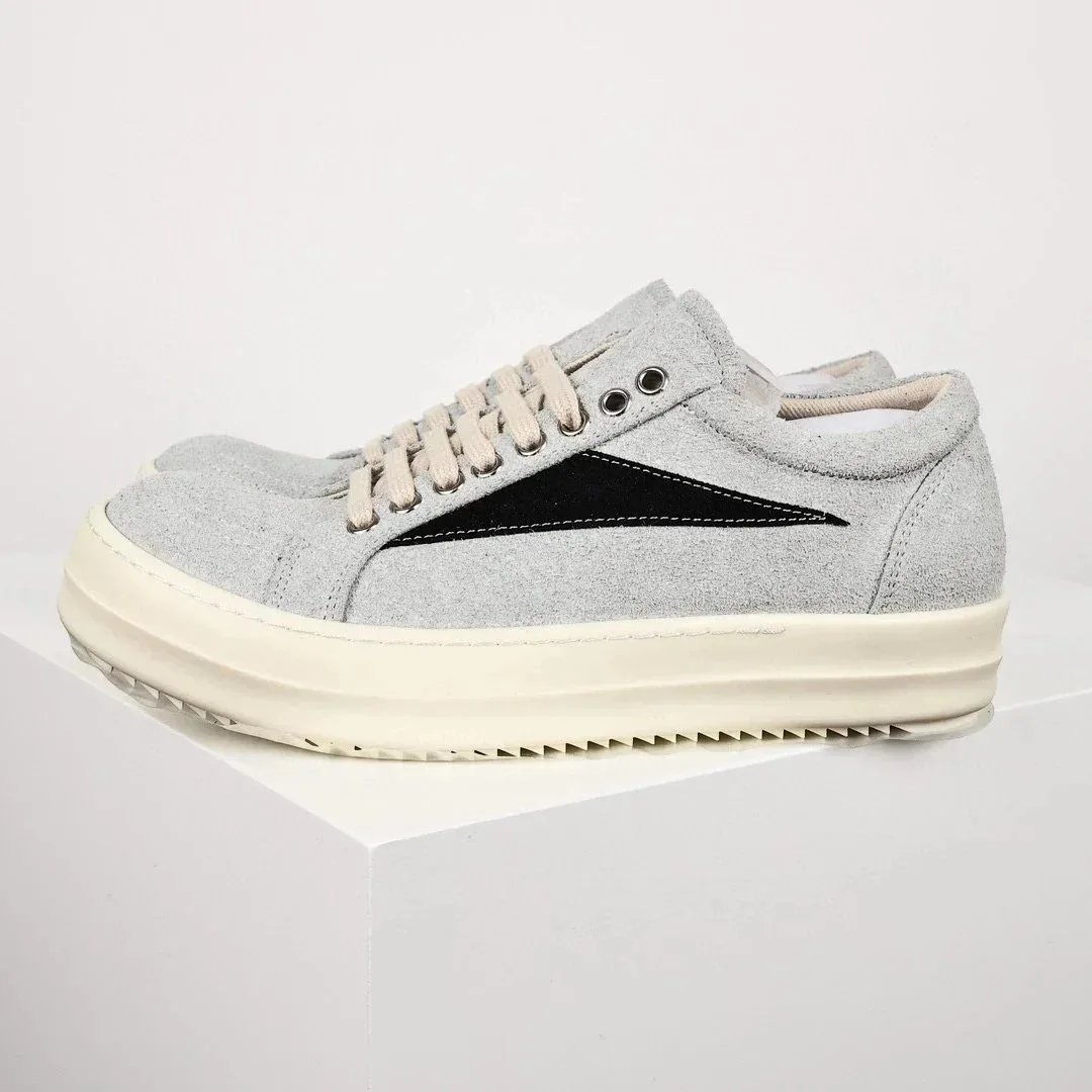 Rick Owens DRKSHDW Vintage Sneaks Light Grey Suede Black Stripe