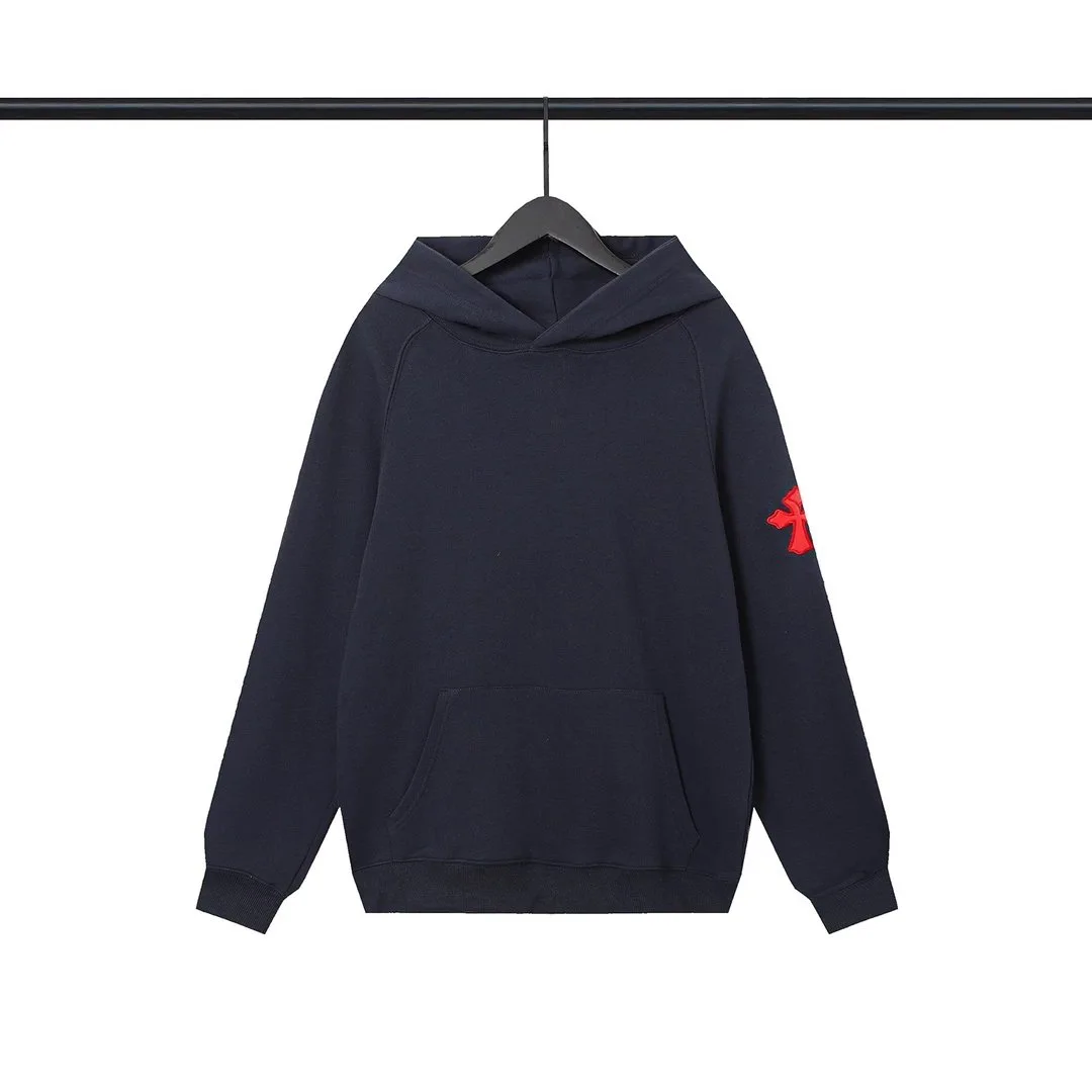 Chrome Hearts Dark Navy Red Cross Sleeve Hoodie