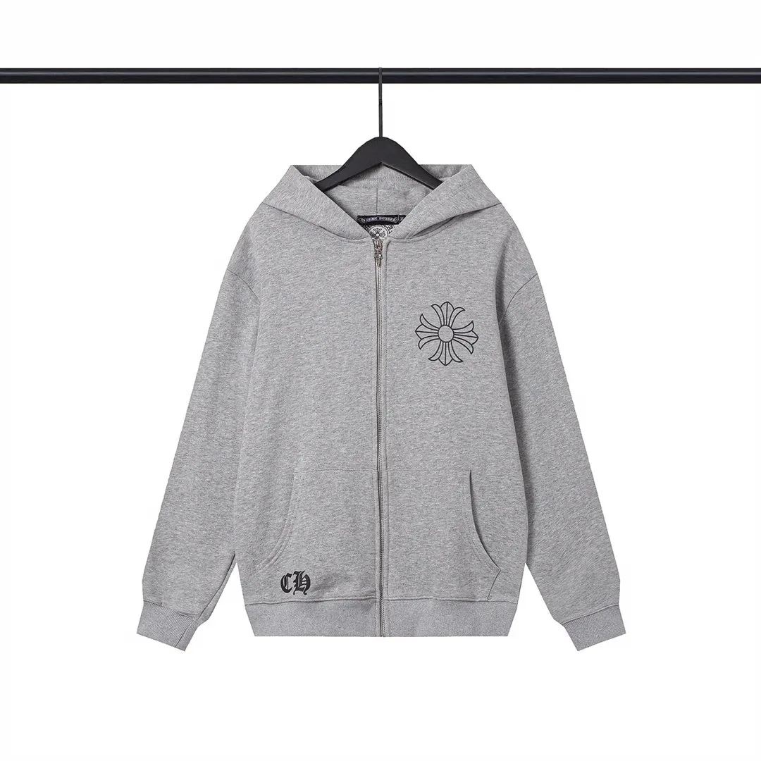 Chrome Hearts Cross Logo Grey Zip Hoodie