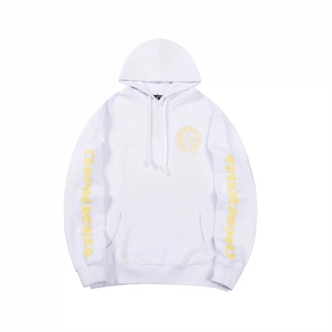 Chrome Hearts Yellow Cross Sleeve White Hoodie