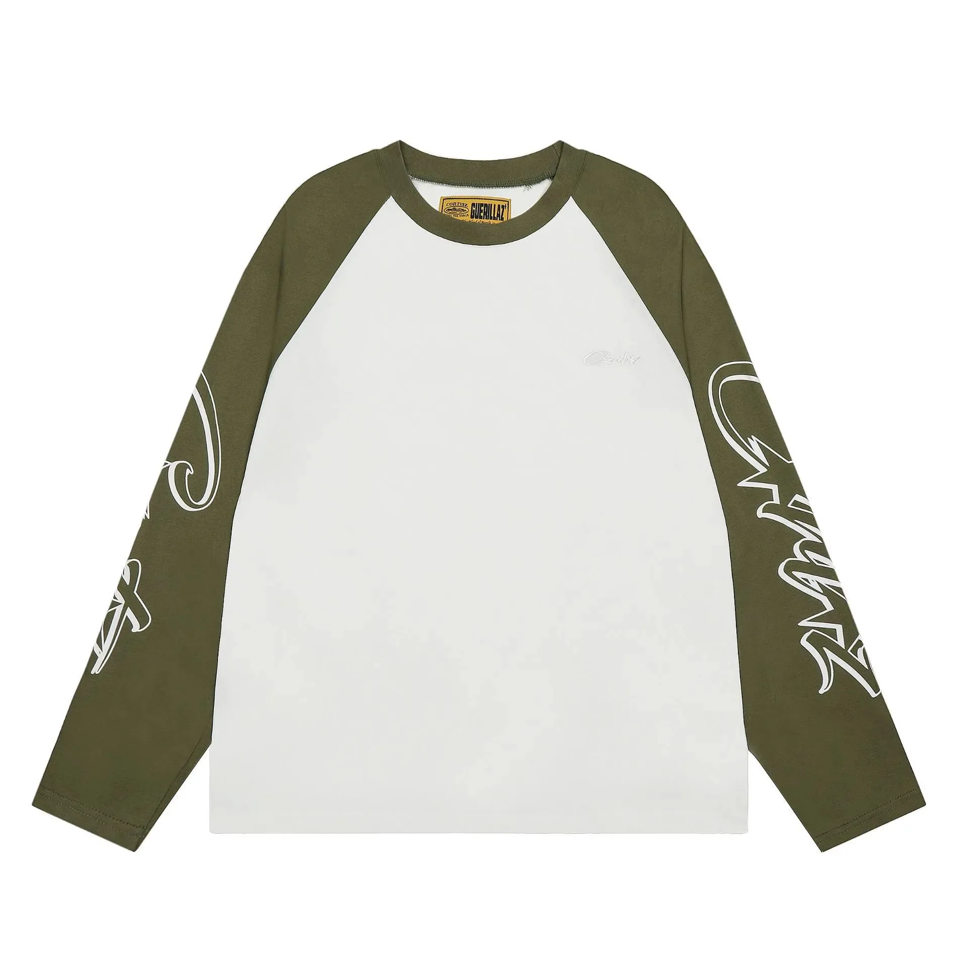 Corteiz Guerillaz Raglan Long Sleeve T-Shirt White Olive