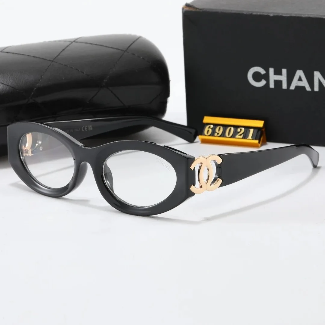 Chanel Oval Sunglasses Black Clear
