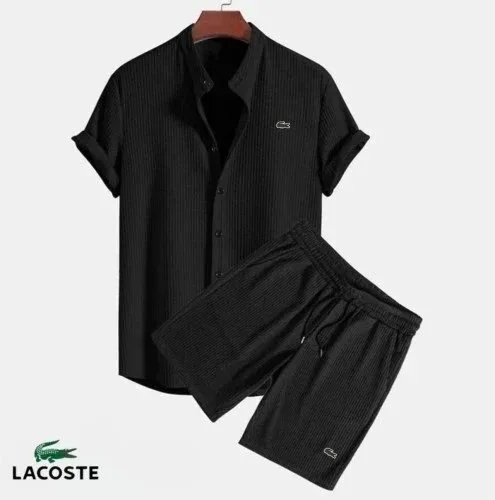 Lacoste Short Sleeve Shirt and Shorts Set Black