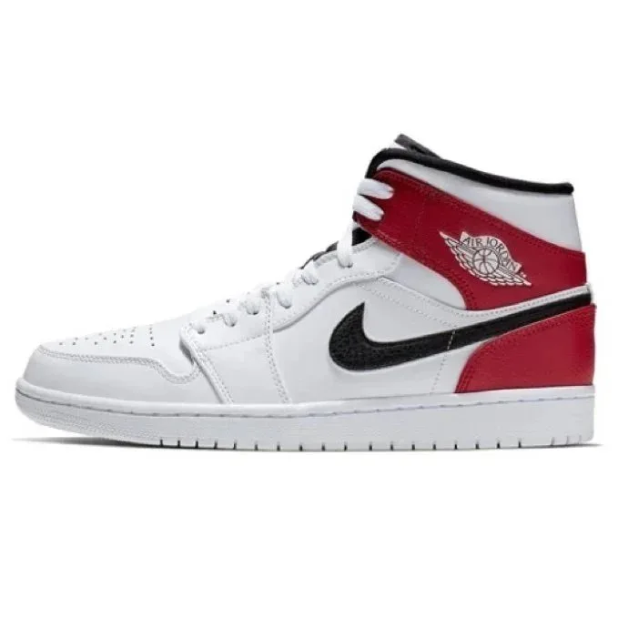 Air Jordan 1 Mid White Red Black