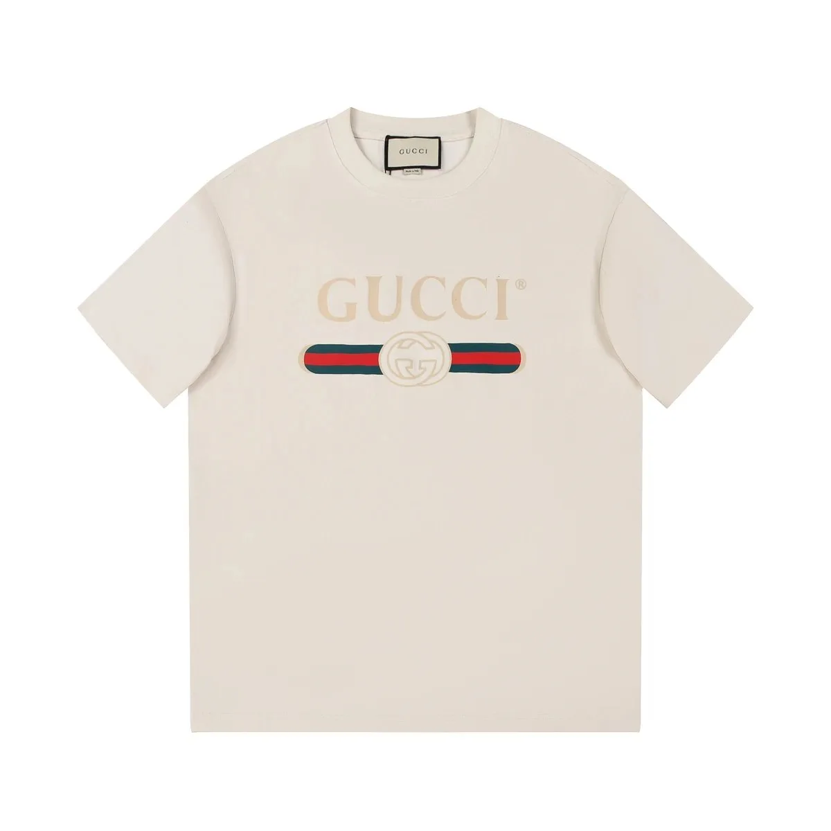 Gucci Web Stripe Logo T-Shirt Off White