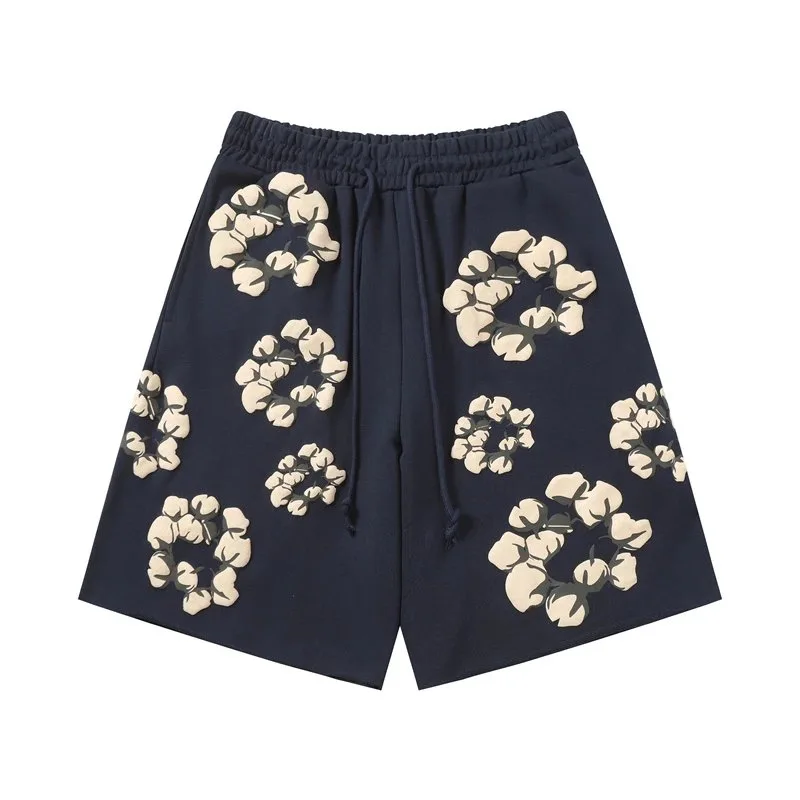 Unbranded Cotton Flower Print Sweatshorts Dark Navy