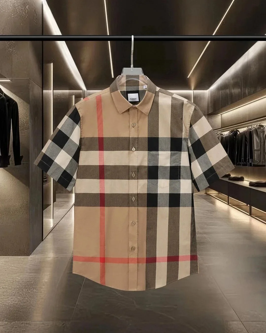 Burberry Giant Check Short Sleeve Shirt Archive Beige
