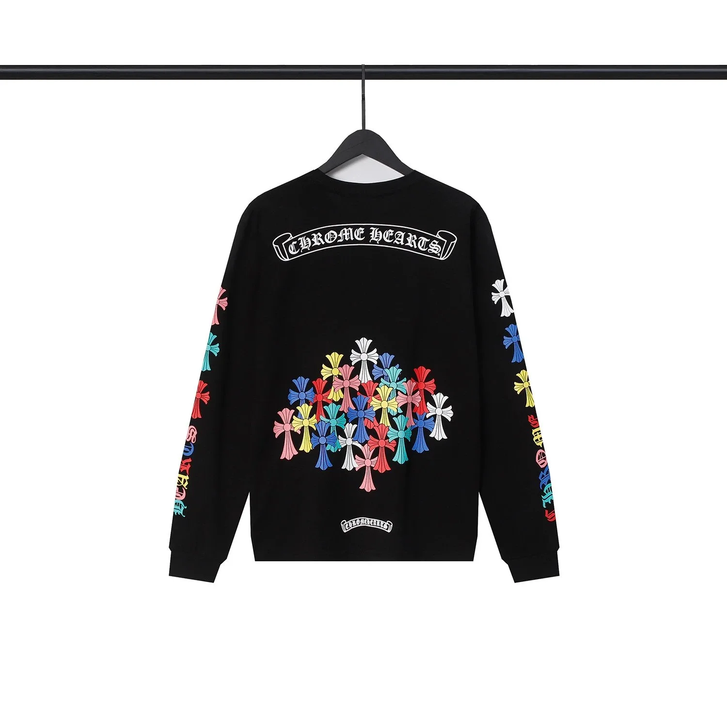 Chrome Hearts Multi Color Cross Scroll Long Sleeve T-Shirt Black
