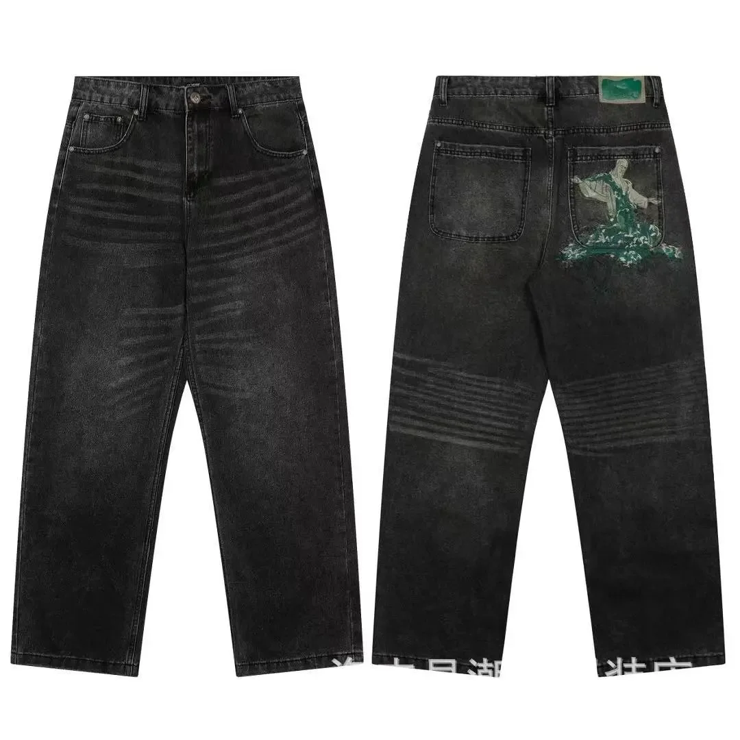 Schulze Religious Art Acid Wash Black Jeans