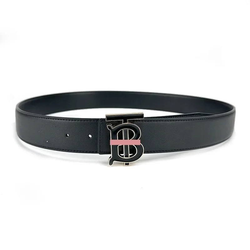 Burberry Monogram Motif Leather Belt Black Pink