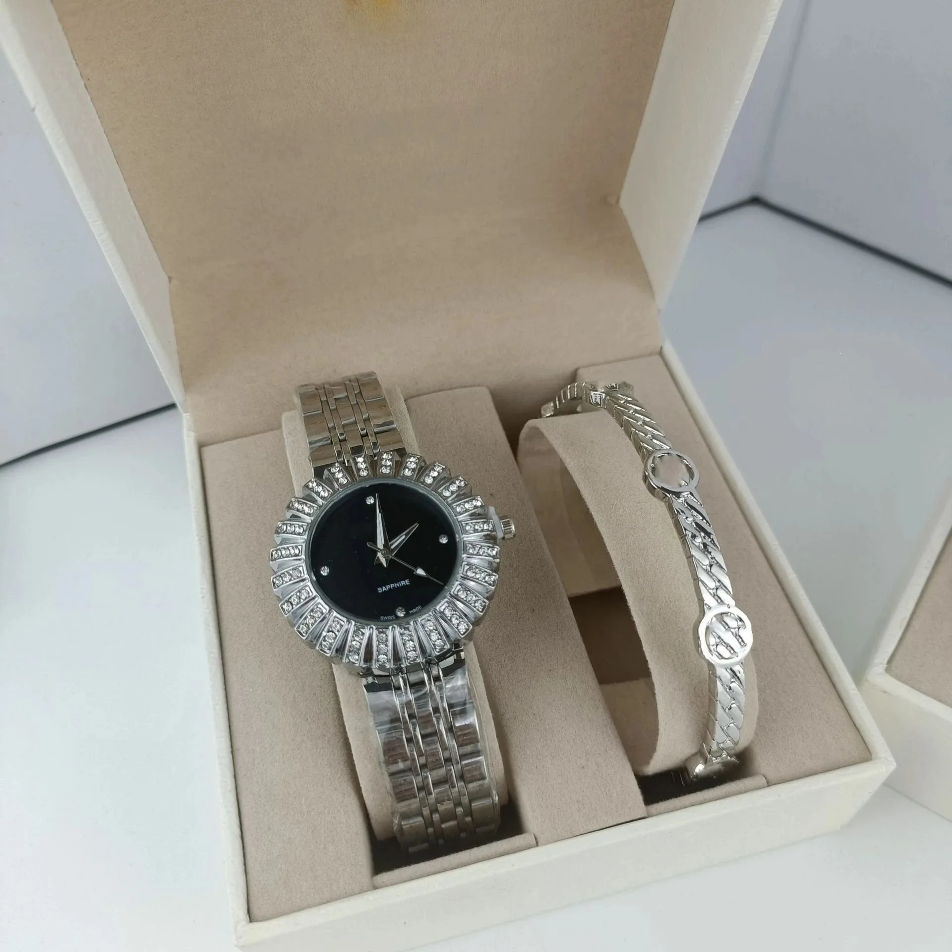 Crystal Embellished Watch and Bracelet Set