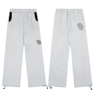 White Embroidered Wide-Leg Sweatpants